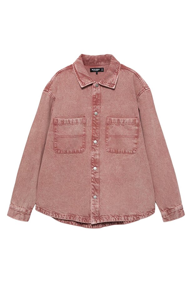 Soluk görünümlü jean gömlek - 3