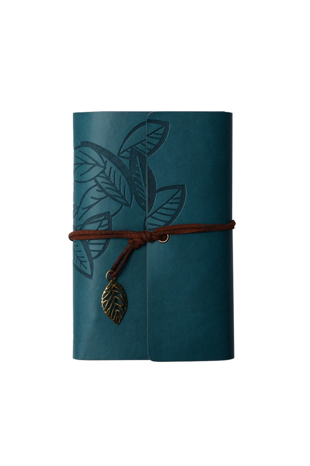 Leaf Patterned Leather Notebook - 1