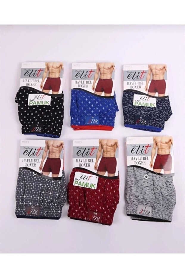 1102 Men's Mixed Pattern Towel Waist Boxer Shorts 3 Pieces