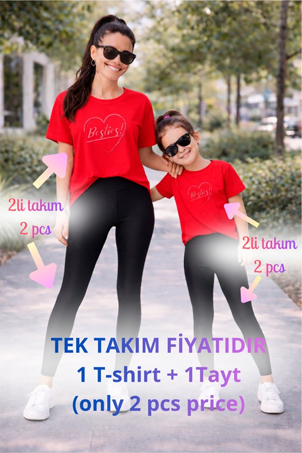 Mother Daughter Mama Min Toparlayıcı Tayt T-Shirt Combination Single Price Oversize 100% Cotton