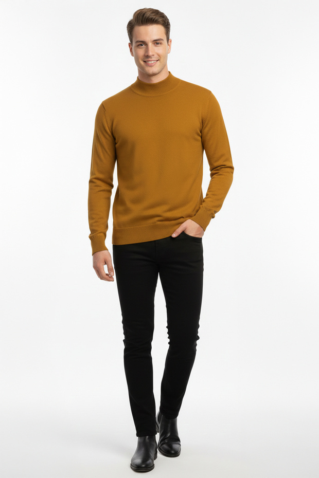 سترة مسطحة نصف الياقة المدورة للرجال - 2