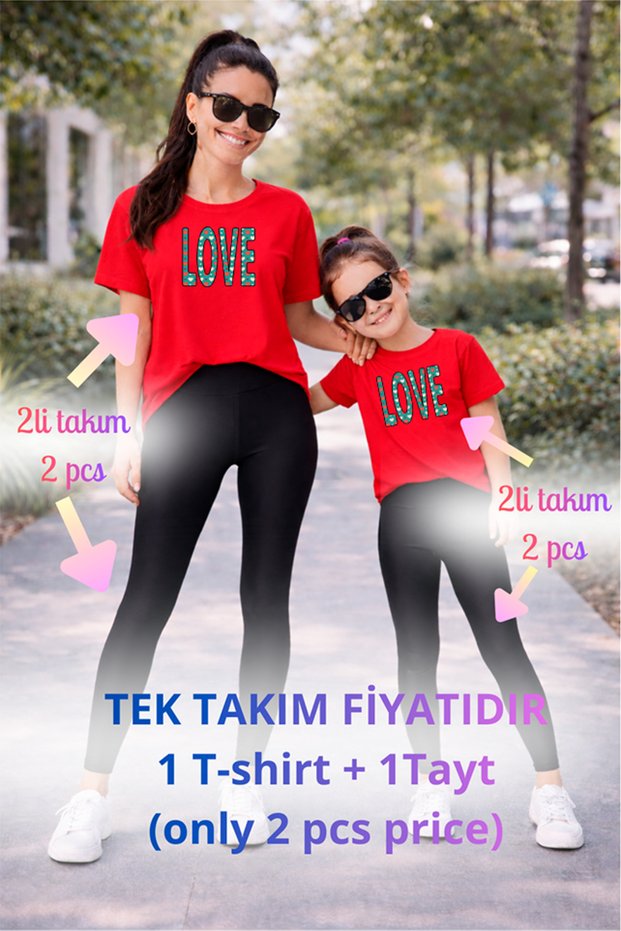 Mother Daughter Mama Min Toparlayıcı Tayt T-Shirt Combination Single Price Oversize 100% Cotton