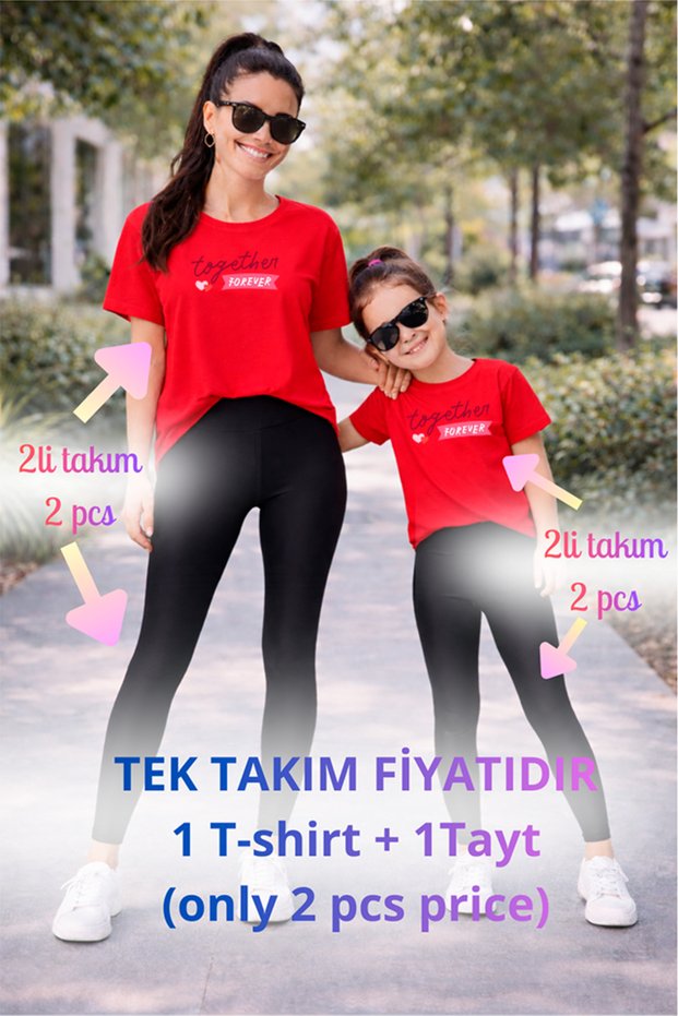 Mother Daughter Mama Min Toparlayıcı Tayt T-Shirt Combination Single Price Oversize 100% Cotton
