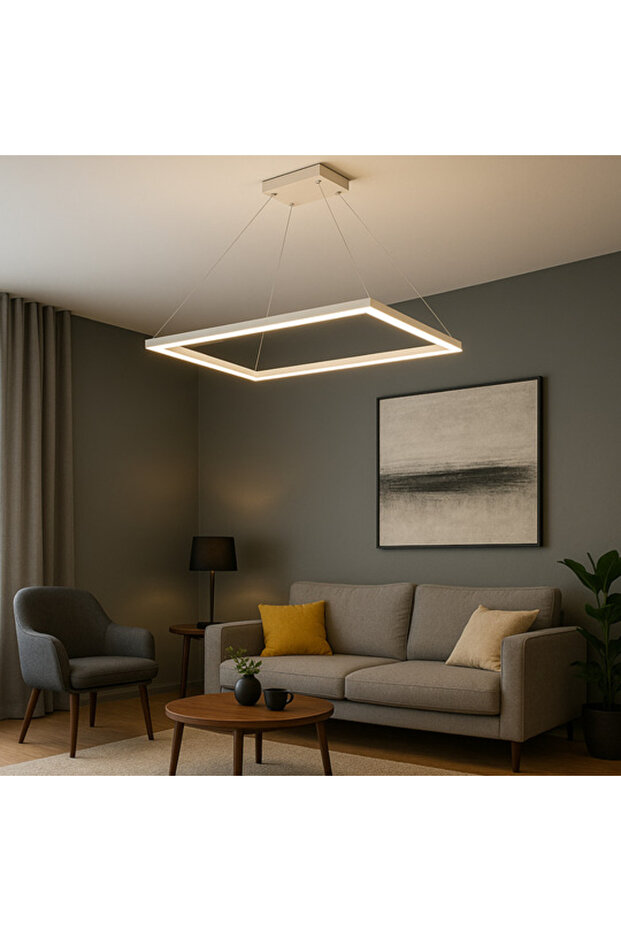 Lustra LED Suspendata 1 Element Rectangular Alb Echivalent 300W - 4