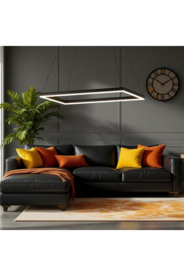 Lustra LED Suspendata 1 Element Rectangular 60X30CM Neagra Echivalent 300W - 4