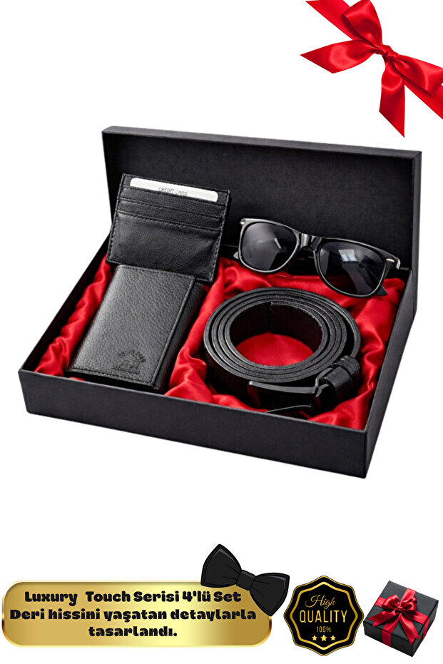 Men's Wallet, Belt, Card Holder, Boxed Gift Set, Groom's Package, Premium Luxury Men's Gift, Set of 3