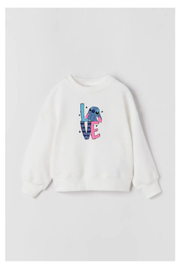 Love Stitch Printed Crew Neck 3 Thread Sweatshirt