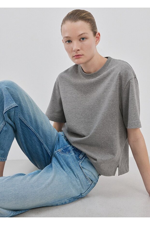 Oversize pamuklu tişört - 7