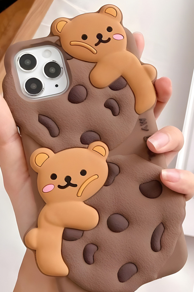 iPhone 12 Compatible Case with Neck Strap and Bear Design