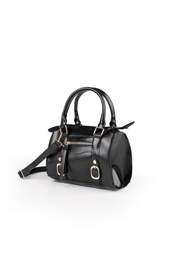 Women's Vintage Buckle Detailed Zippered Daily Handbag Shoulder and Crossbody Bag