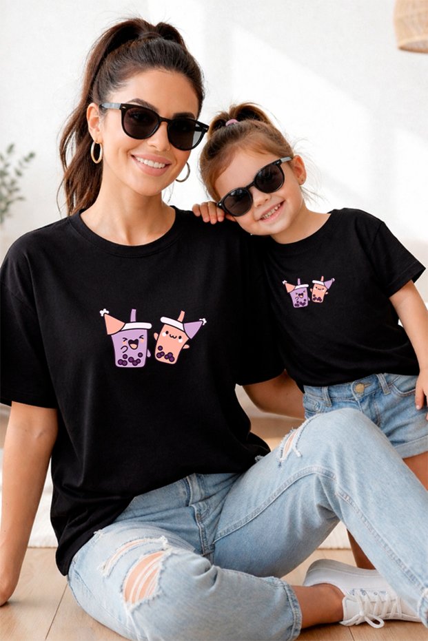 Mother Daughter 100% Cotton T-Shirt Mama Mini Mother Daughter Single Price