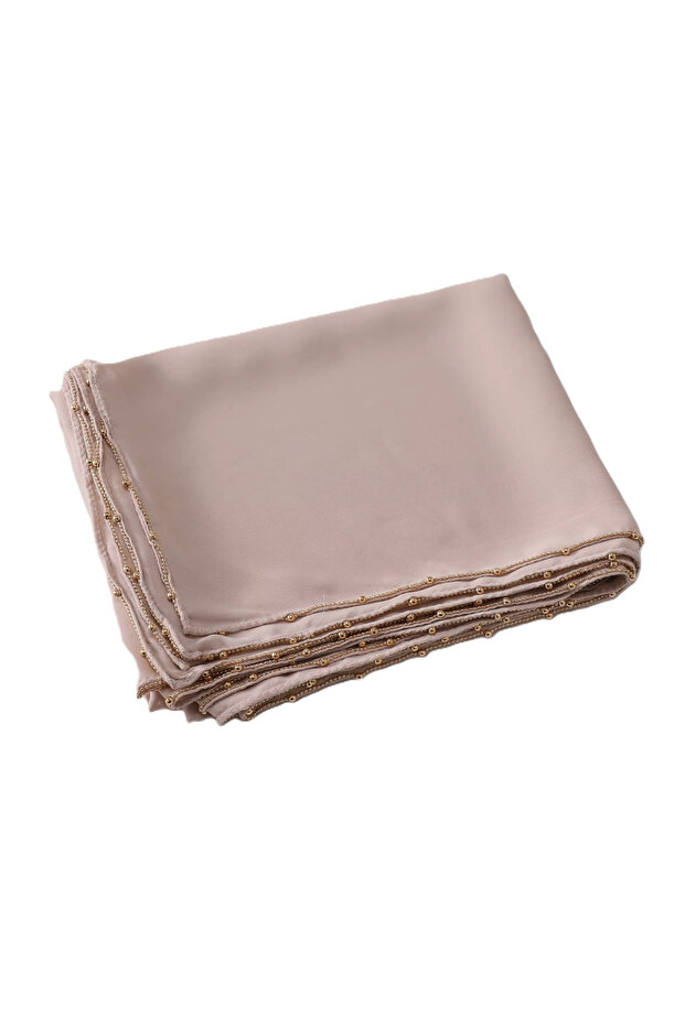 Premium Pearl-Beaded Medina Silk Chiffon Hijab Headscarf, 175 x 70 cm