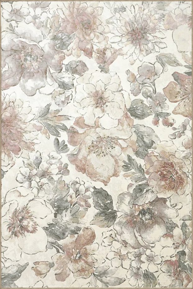 Multicolored Abstract Floral Flower Patterned Modern Decorative Carpet 3878