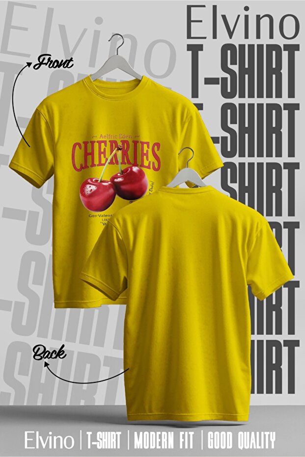 تيشيرت واسع للجنسين بطبعة Red Cherries