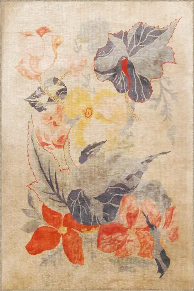 Beige Themed Abstract Floral Patterned Creative Modern Decorative Carpet 3826