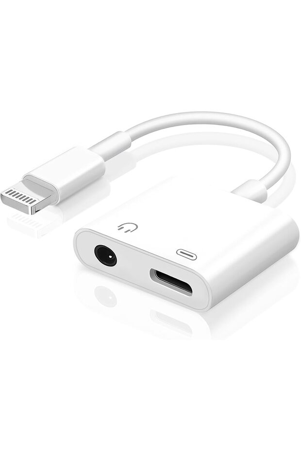 محول شحن وصوت 2 في 1 لأجهزة iPhone، محول دونجل من منفذ Lightning إلى مقبس سماعة رأس 3.5 ملم