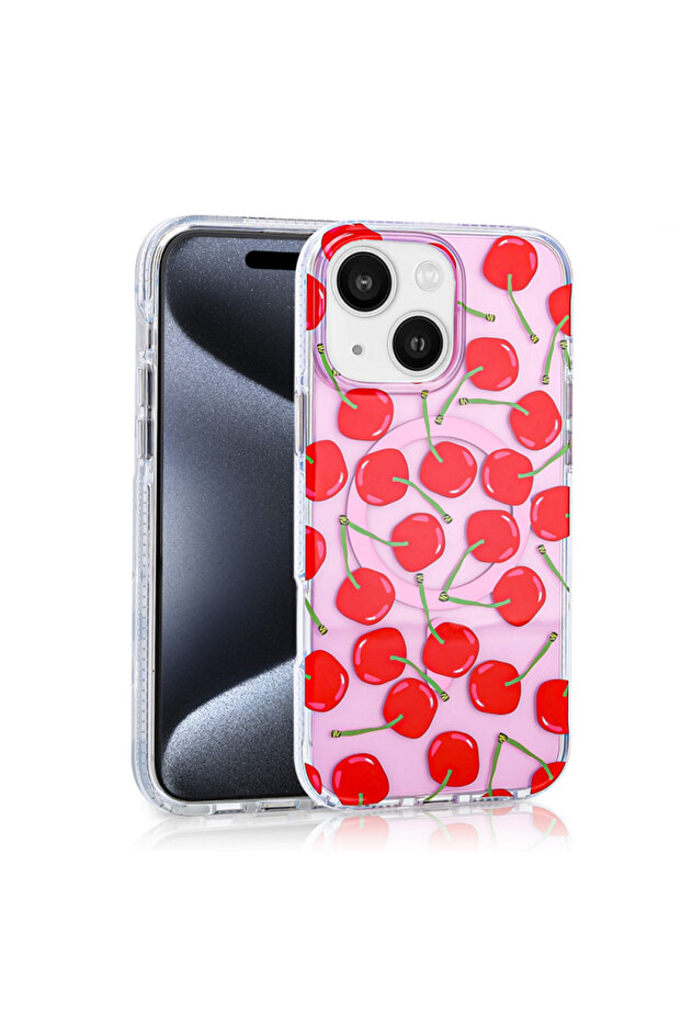 غطاء ستايلو بنمط الكرز من مادة TPU الفاخرة المتوافق مع iPhone 15 - 1