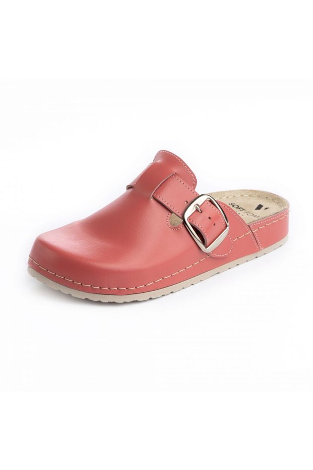 Leather clogs 328 mango, wide toe