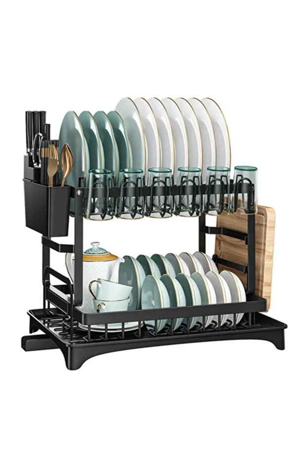 2-Tier Dish Drying Rack For Kitchen Counter Over The Sink, Detachable Larger Capacity