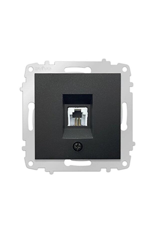 مقبس هاتف معدني أسود اللون من نوع Numeris Frameless Grano - (1*rj11-623 مع كابل)