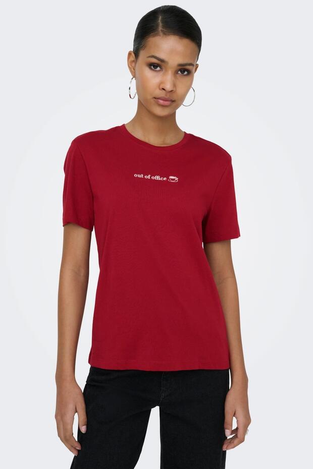 Women's Crew Neck Boxy Fit Suede Textured T-Shirt - Milena