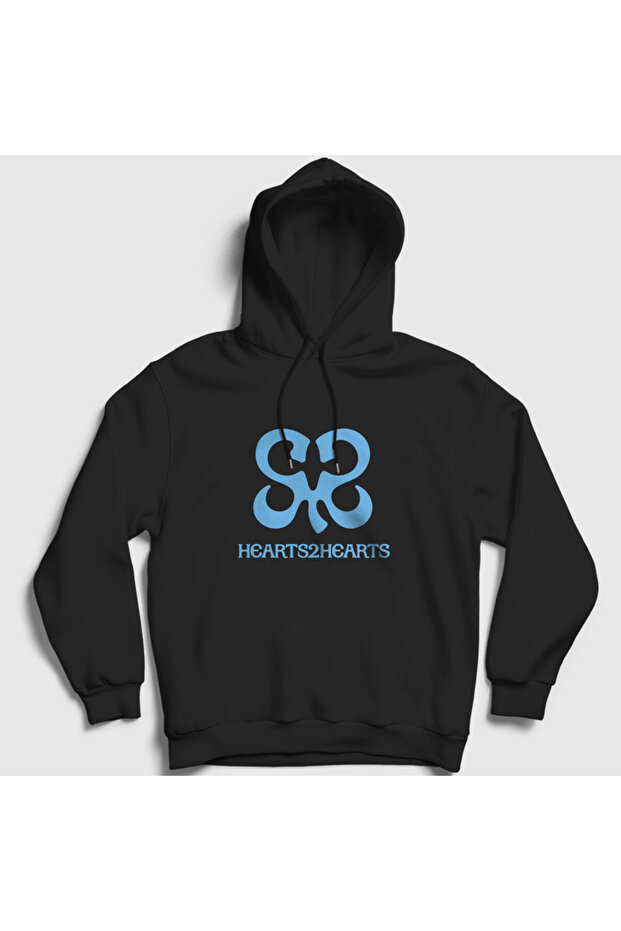 Unisex Black Logo K-Pop Hearts2Hearts Hooded Sweatshirt 598300Tt