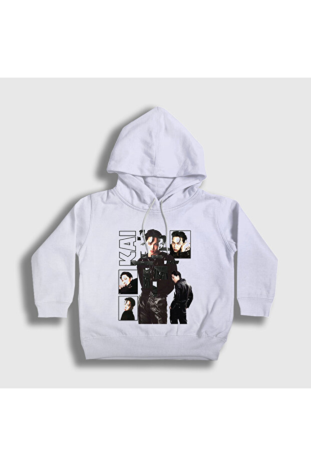 Unisex Kids White Kai Kim Jong in Exo Hooded Sweatshirt 597762Tt
