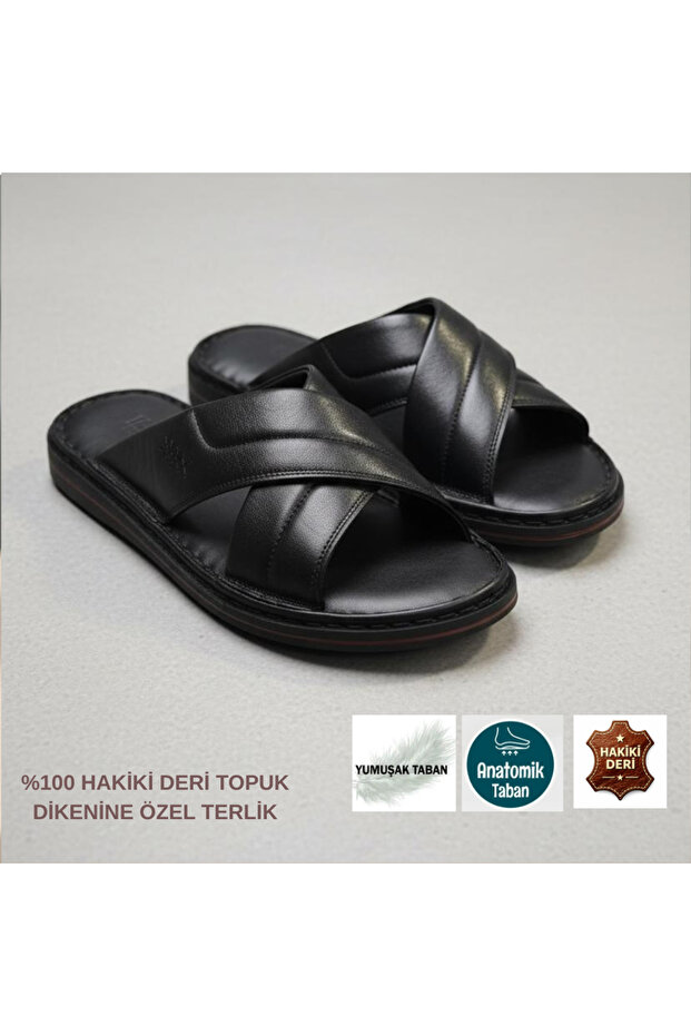 Men's Genuine Leather Special Design for Heel Spurs, Daily Comfortable Slippers