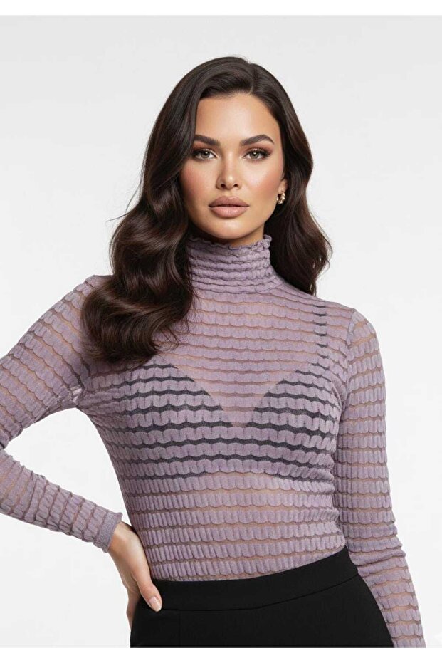 Kadın hafif transparan tül bluz - 2