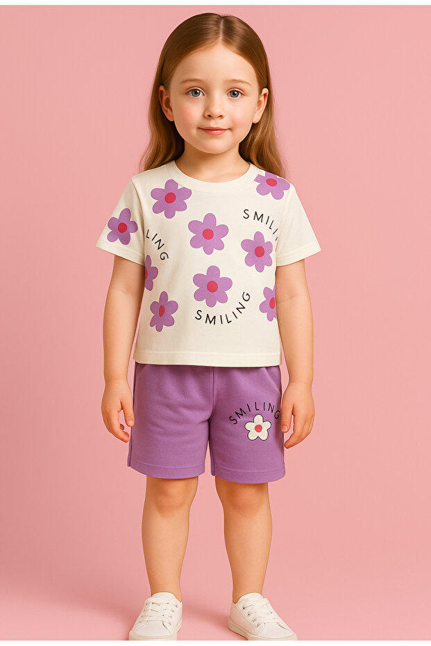 Girl's Summer Floral Print Top and Bottom Set