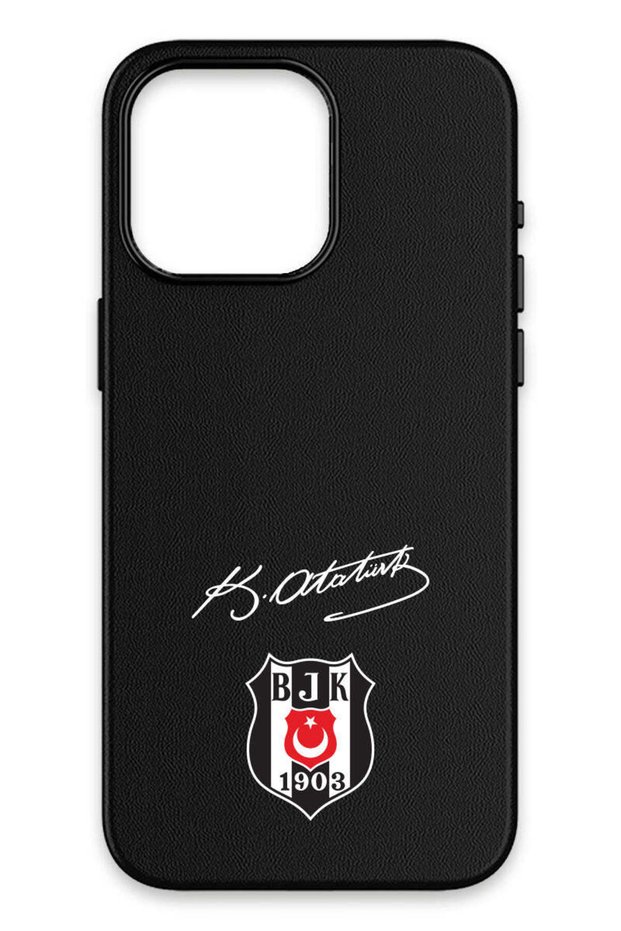 iPhone 15 Pro Compatible Arma Atatürk Signature Leather Magsafe Licensed Phone Case