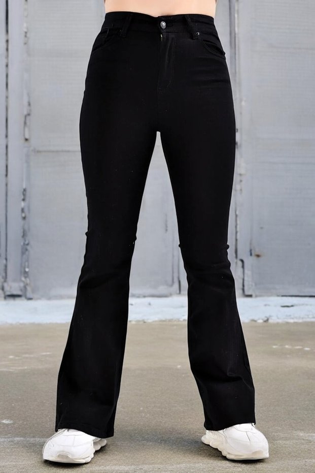 Olya Girl's Black Spanish Flare Lycra Denim Jeans