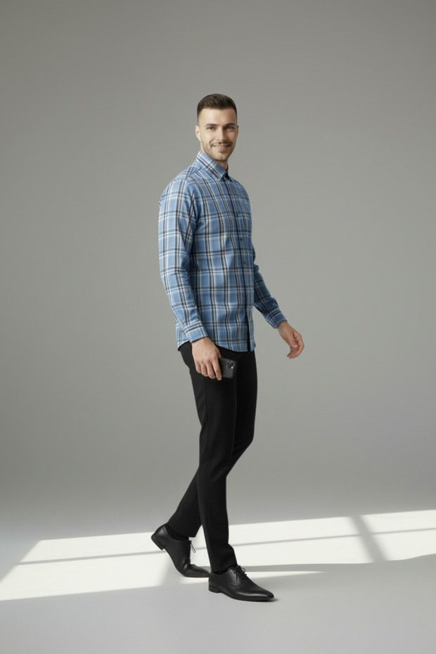 Men's Snap Button Washable Slim Fit Poplin Cotton Shirt (New Product)
