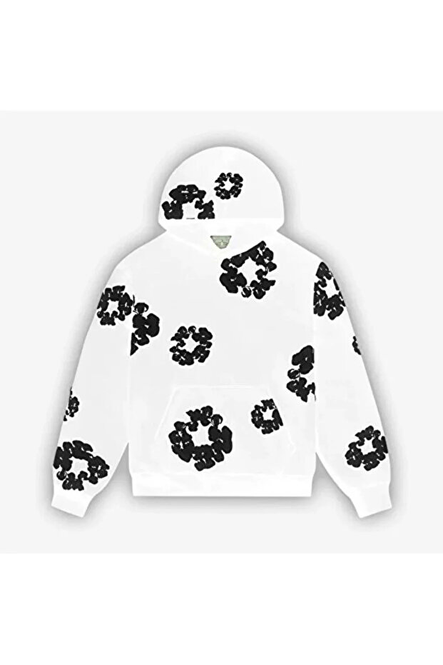 Black 3 Thread Embossed Rose Detailed Oversize Sweatshirt