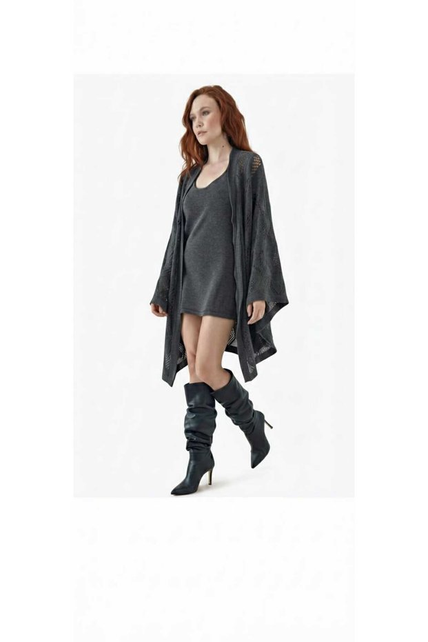 Thick Lace-Like Knit Shoulder Shawl – Stylish and Comfortable Women's Shawl Model - Shoulder Shawl