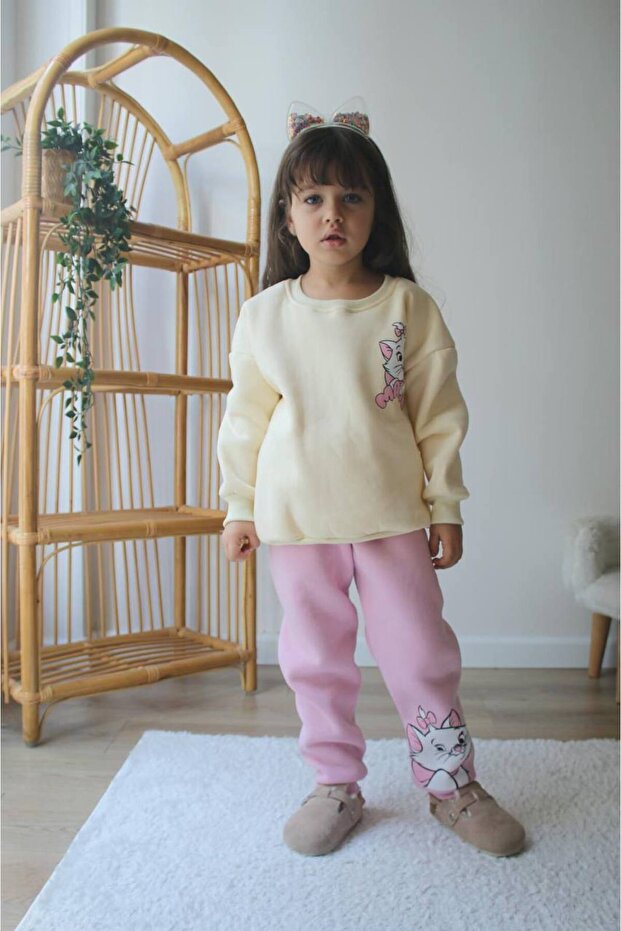 Girl's Winter 3-Yarn Printed Shawl-Printed Top and Bottom Set - Soft Texture-2001-Jlb-031