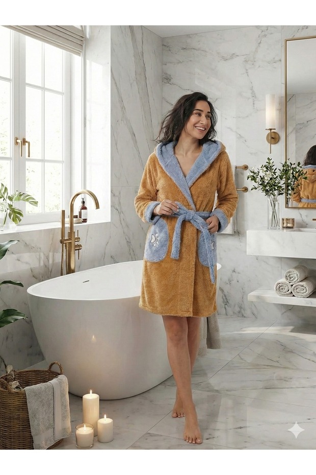 Welsoft Hooded Panda Patterned Bathrobe - 2