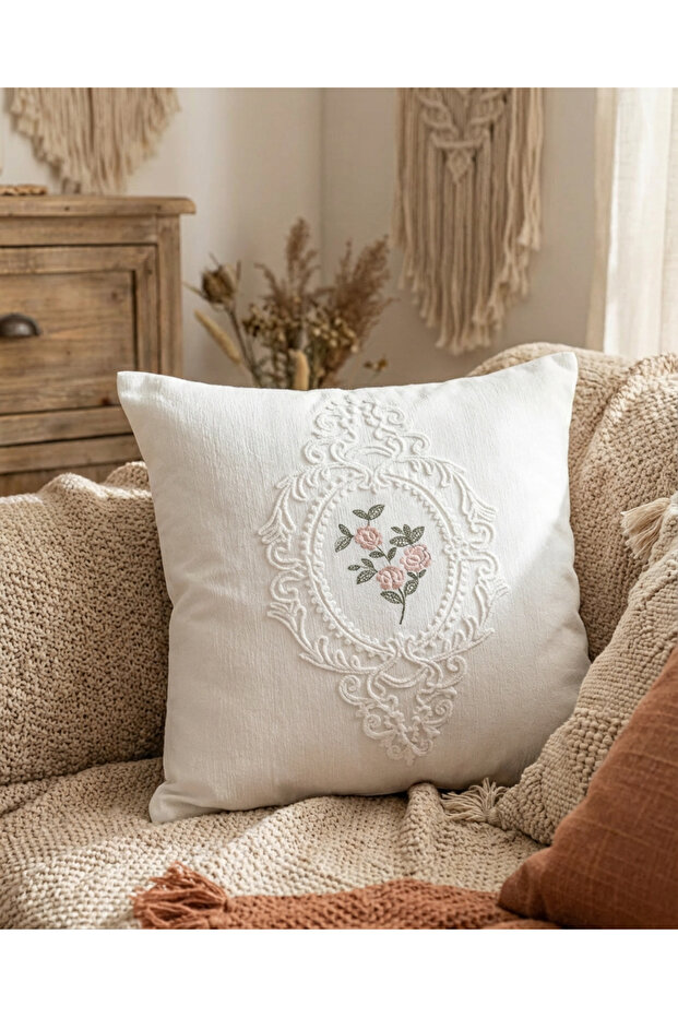 Embroidered Decorative Throw Pillow Cover 2 Pieces