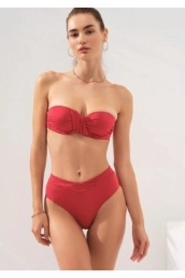 241275 Women's Strapless Covered Bikini Set-Red