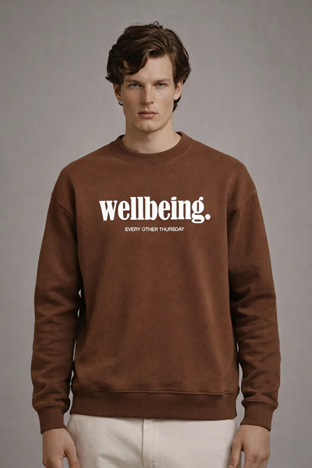 Men's Text Printed Casual Brown Sweatshirt