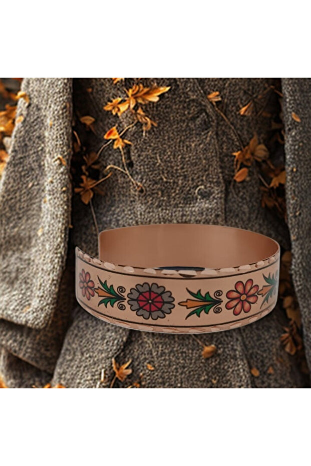 Flowers Patterned Handmade Copper Bracelet