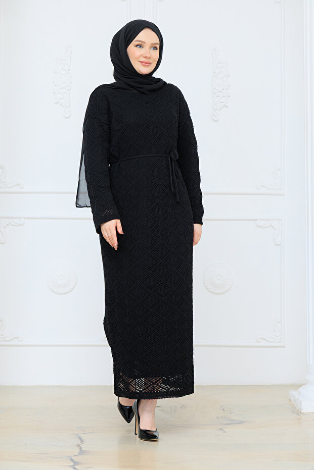 Women's Spanish Style Ribbed Knit Dress with Mesh Lining
