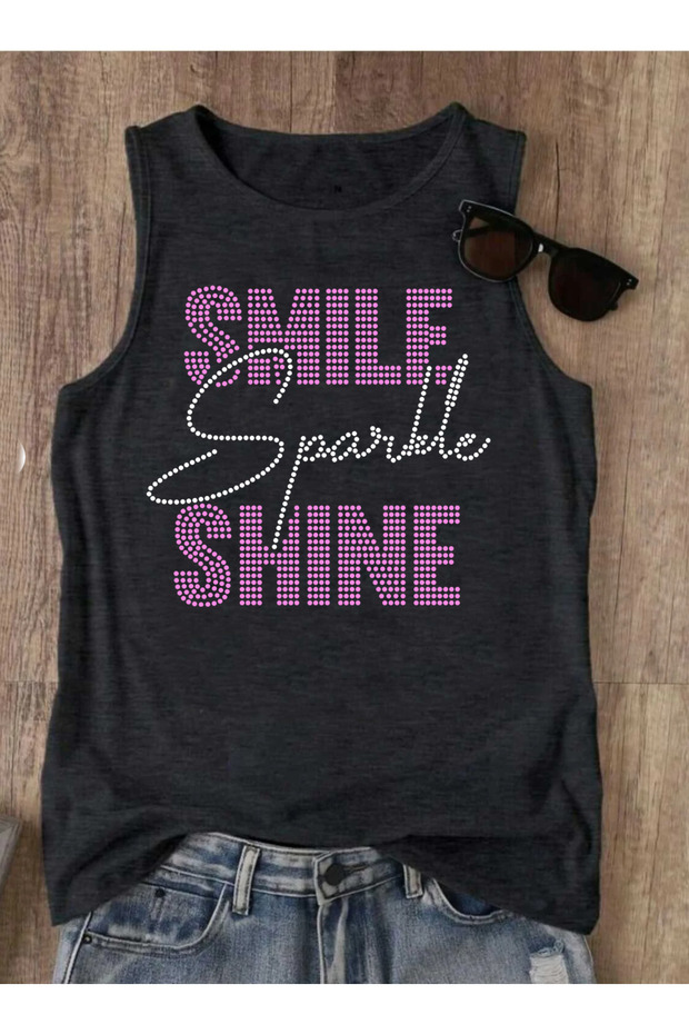 Shine Printed Cotton Women's Sleeveless Athlete Tshirt