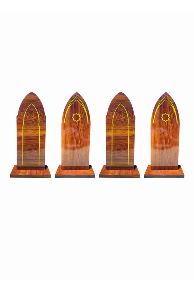 Set of 4 Wooden Prayer Sutrah – Small Size 6×16 Inches | Islamic Salah & Namaz Barrier for Home &