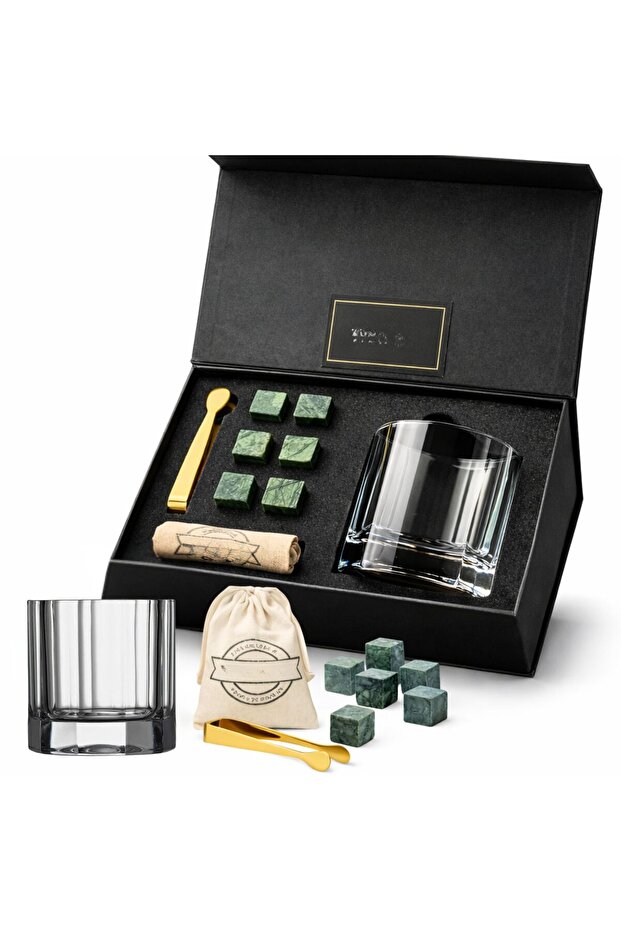 310 Cc Churchill Premium Crystal Glass and Granite Cooling Stone Set with Special Box