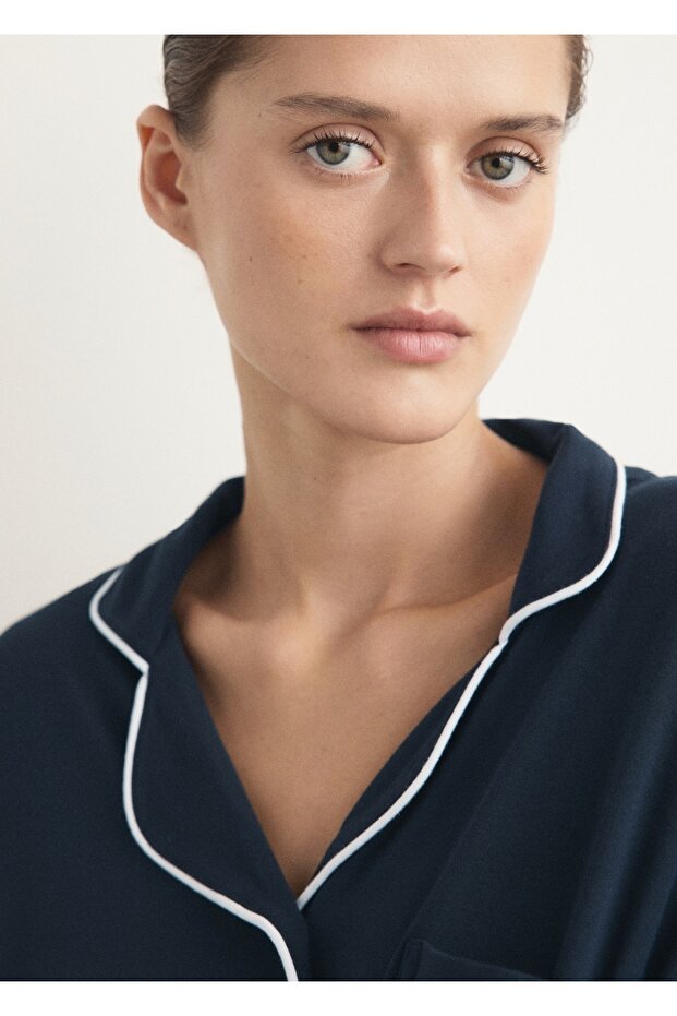 Çizgili iki parça pijama - 6