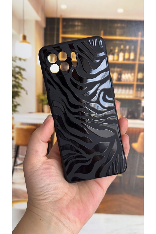 Oppo Reno 4 Lite Compatible Zebra Patterned Silicone Shock Absorbing Classic Protected Rubber Case