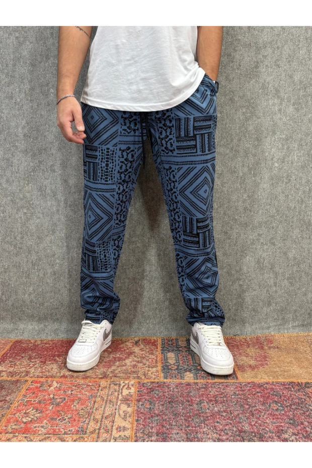 Bohemian Patterned Trousers with Elastic Waist