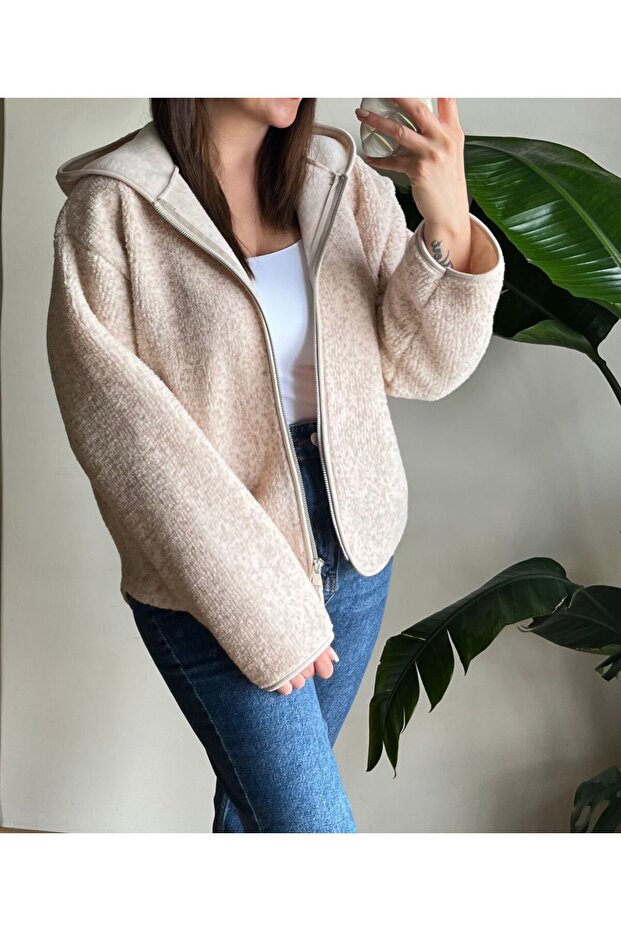 KAPÜŞONLU POLAR CEKET - 4