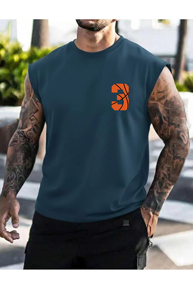 Basketball Theme Printed Basketball Apparel Sportswear Zero Sleeve Oversize T-Shirt